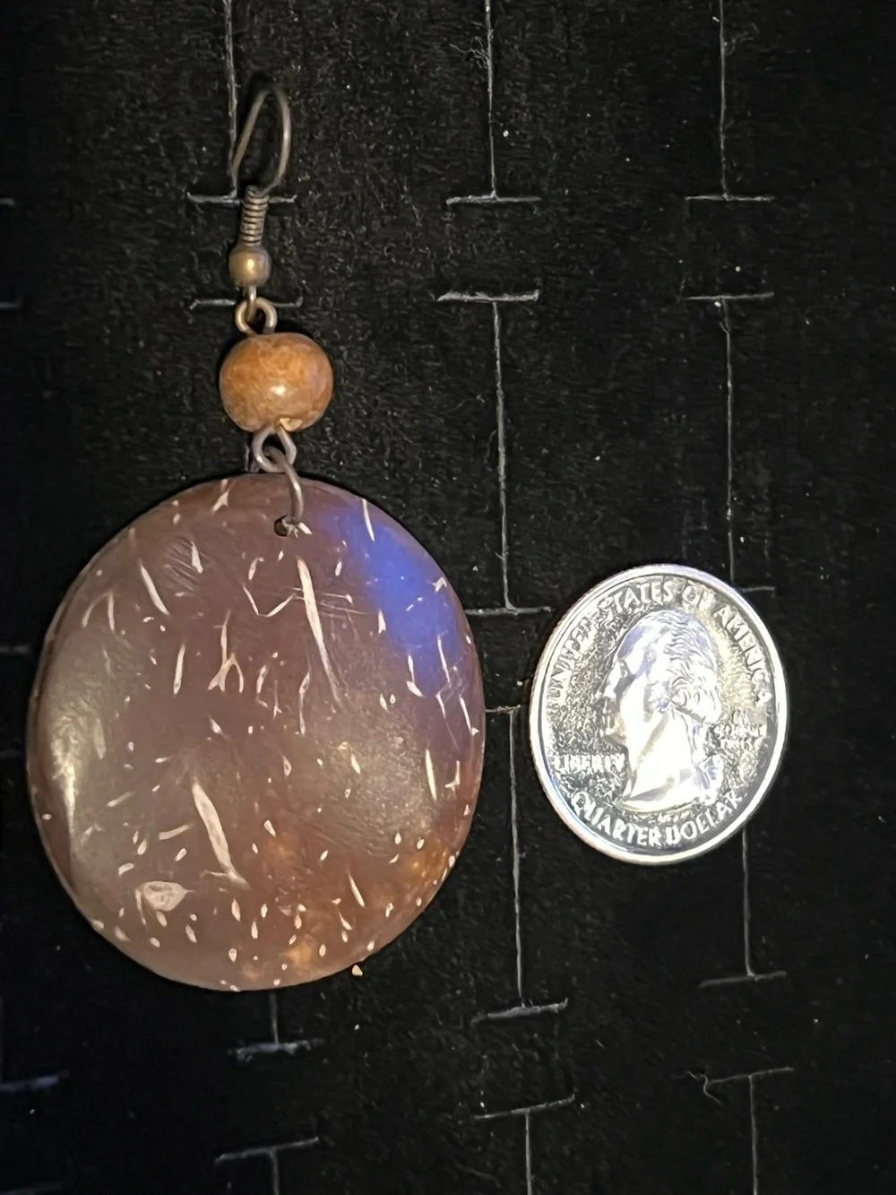 Handcrafted Brown Coconut Shell Drop Earrings - Natural Beach Style